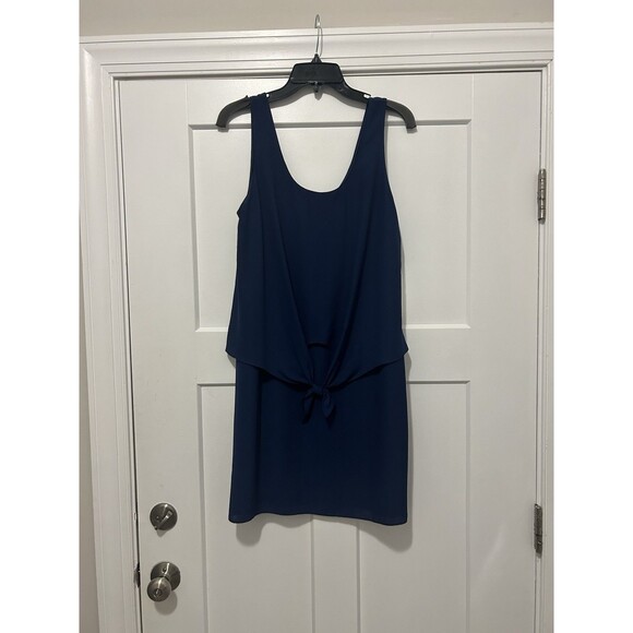 Amanda Uprichard Sleeveless Mini Dress Size Large V Neck Navy Blue Layer Chiffon - Picture 1 of 6